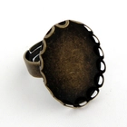 Antikolt bronz színű, réz, ovális hullámos gyűrű alap 18x25 mm 2