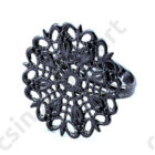 Fekete nikkel kerek filigrán díszes állítható vékony gyűrű alap NIKKELMENTES