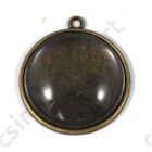 Antikolt bronz színű egyszerű kerek üveglencsés medál alap 25 mm üveglencsével