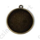 Antikolt bronz színű egyszerű kerek üveglencsés medál alap 25 mm 1