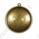 Antikolt bronz színű egyszerű kerek üveglencsés medál alap 30 mm üveglencse
