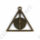 Antikolt bronz színű háromszög keretes, Halál ereklyéi üveglencsés medál alap 16 mm 2