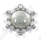 Antikolt ezüst színű hópehely üveglencsés medál alap 25 mm  2