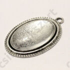 Antikolt ezüst színű ovális csavart mintájú medál alap 20x30 mm