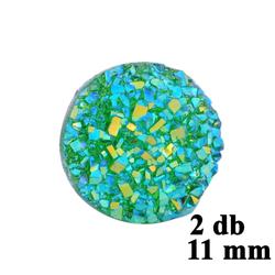 2 db 11 mm  Türkiz zöld műgyanta drúza achát kaboson