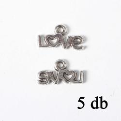 5 db Antikolt ezüst színű LOVE függő dísz
