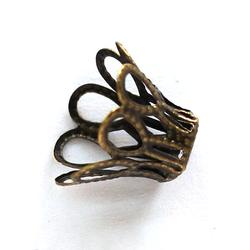 Antikolt bronz színű harang alakú gyöngykupak 17x11 mm 8 db NIKKELMENTES