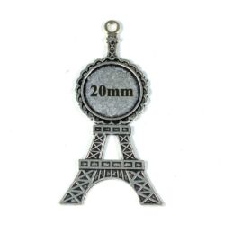 Antikolt ezüst színű nagy méretű Eiffel torony medál 20 mm tányérral