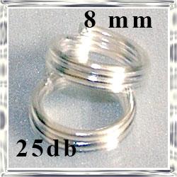 25 db ezüstözött dupla szerelőkarika 8mm NIKKELMENTES