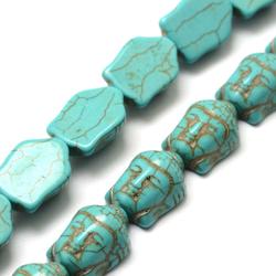 Kék színű Buddha fej 20 mm howlit ásványgyöngy