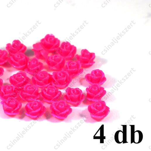 10 mm Pink Műanyag rózsa virág kaboson