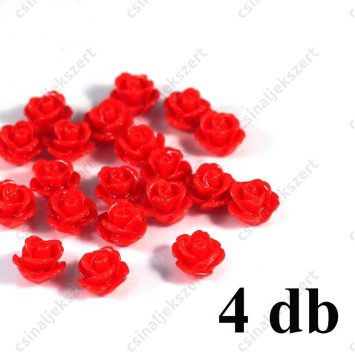 10 mm Piros Műanyag rózsa virág kaboson