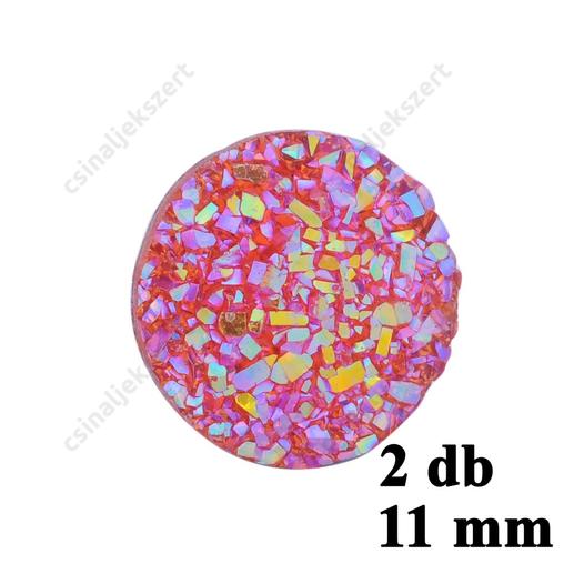 11 mm Rózsaszín műgyanta drúza achát kaboson 