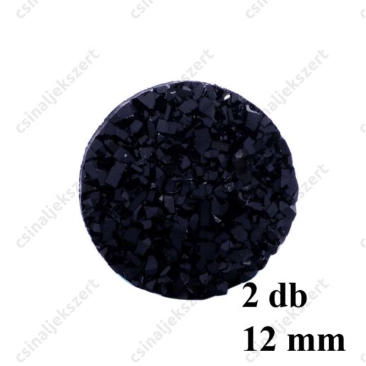 11 mm Fekete műgyanta drúza achát kaboson