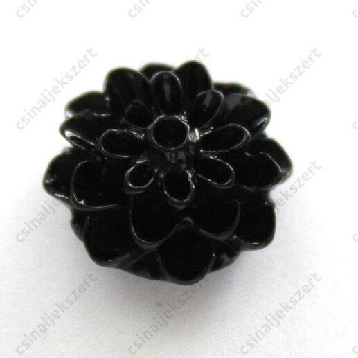 Műanyag dália virág cabochon 17 mm Fekete