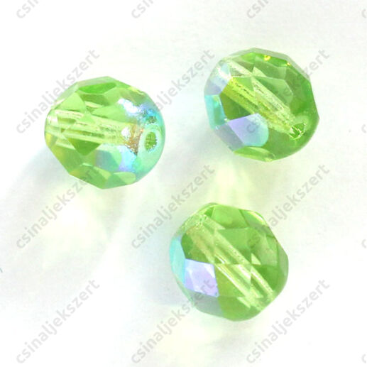 Cseh csiszolt üveggyöngy 8 mm Emerald AB 10 db