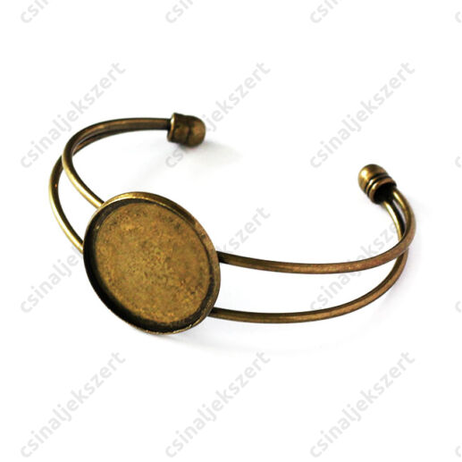 Antikolt bronz színű tányéros karperec kerek 20 mm