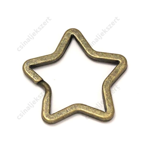 Antikolt bronz színű csillag alakú kulcskarika