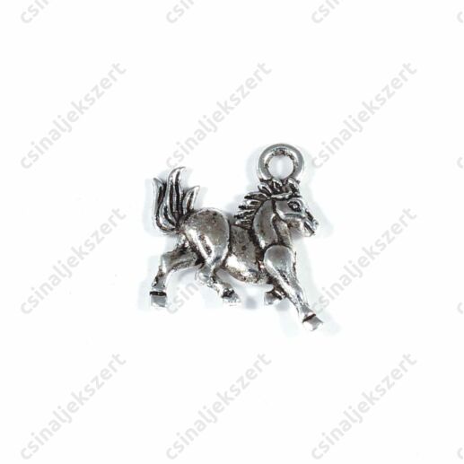 Antikolt ezüst színű Futó ló függő dísz
