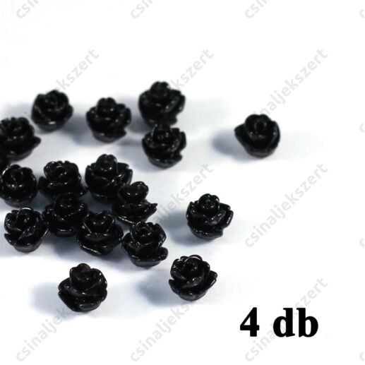 6 mm Fekete Műanyag rózsa virág kaboson
