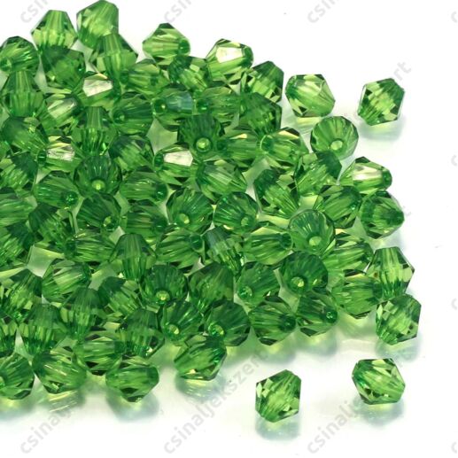 6 mm Zöld bicone kúpos akril gyöngy 