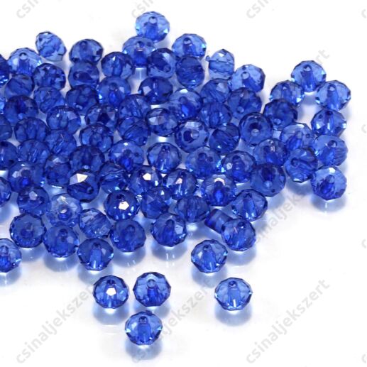 6x4 mm Kék abacus rondell alakú akril gyöngy