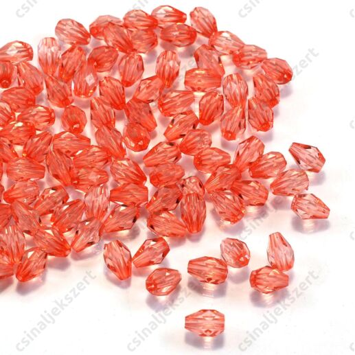7x5 mm Világos piros csepp alakú akril gyöngy