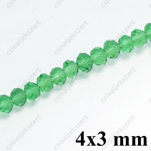 Csiszolt rondell abacus kristály gyöngy 4x3 mm Lime Zöld 25 db