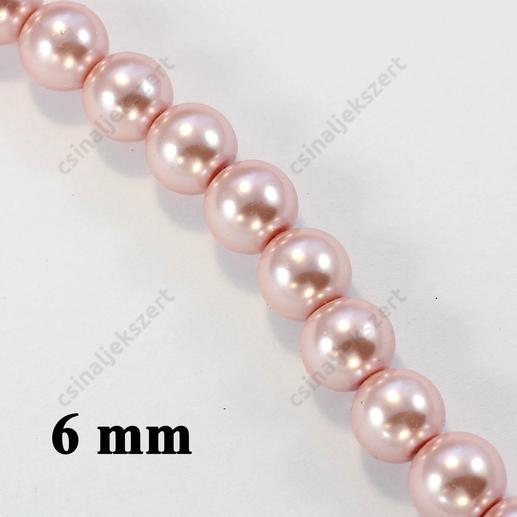 Halvány rózsaszín 6 mm 20 db Tekla üveggyöngy