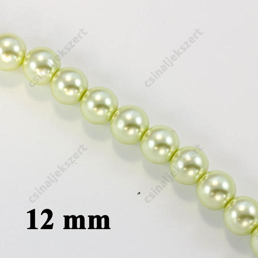 Halvány Sárgászöld 12 mm 6 db Tekla üveggyöngy
