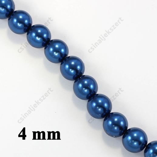Sötétkék 4 mm 25 db Tekla üveggyöngy