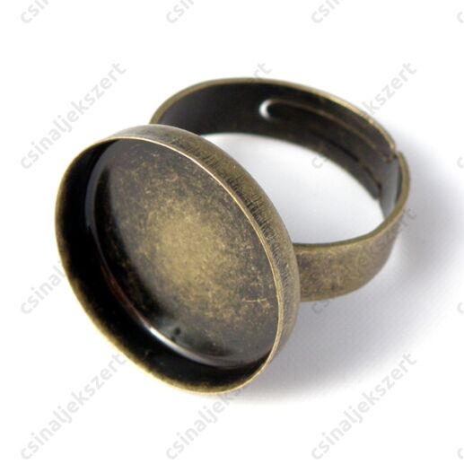 Antikolt bronz tányéros gyűrű alap 18 mm