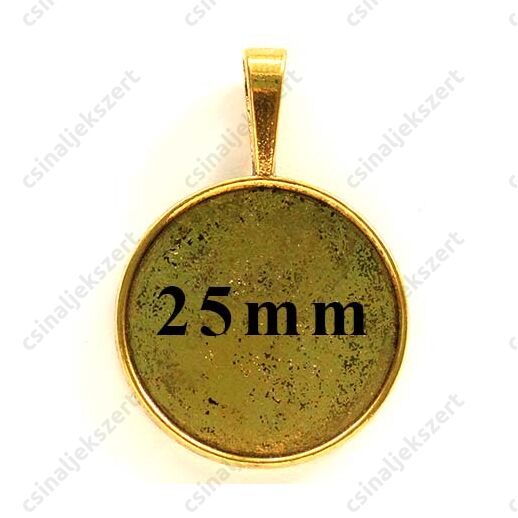 Antikolt arany színű kerek medál 25 mm