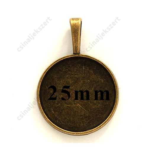 Antikolt bronz színű kerek medál 25 mm