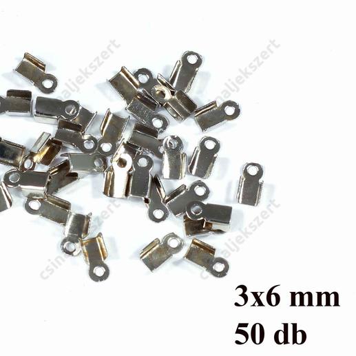 50 db Ródiumos ráhajtós bőrvég láncvég 3x6mm